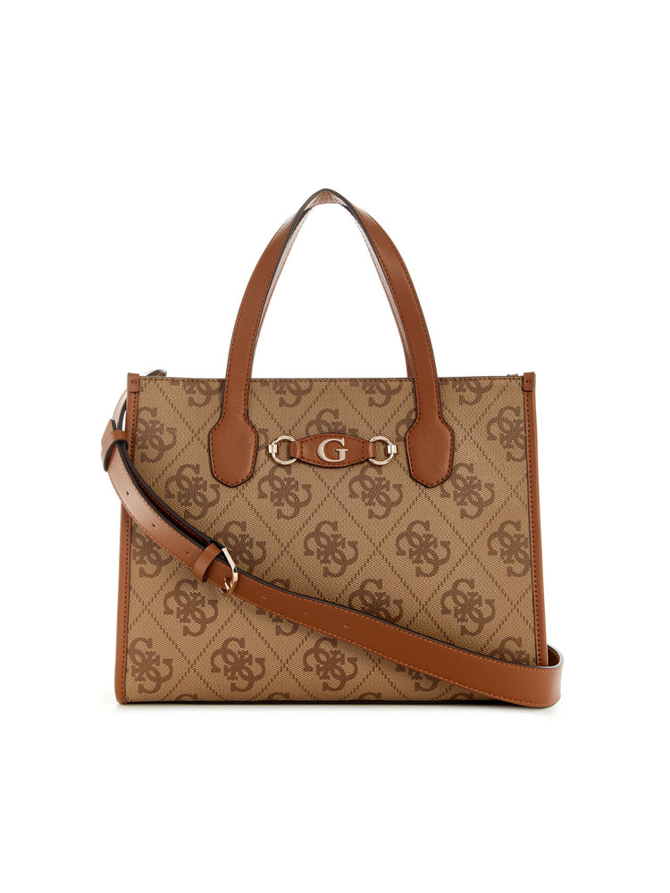 Guess Latte Brown Printed Izzy Handbag