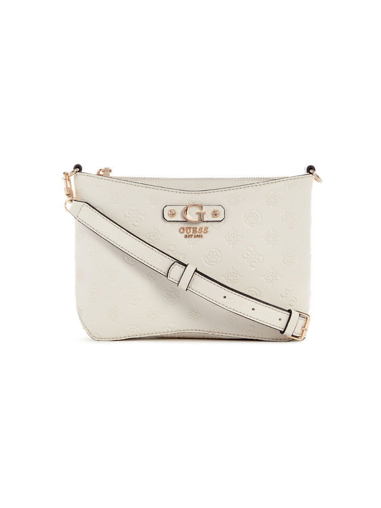 Guess Off White Self Design Gerty Sling Bag-image-43