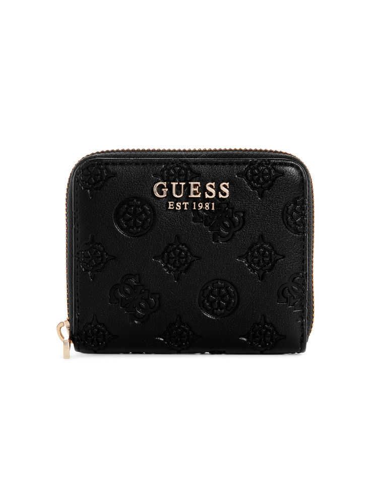Guess Black Self Design Gerty Zip Around Wallet-image-12