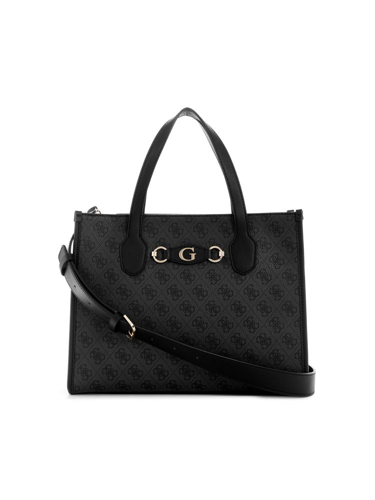 guess fashion Guess Coal Grey Printed Izzy Handbag-picture-29