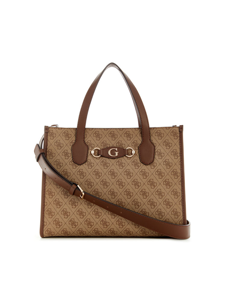 Guess Latte Brown Printed Izzy Handbag