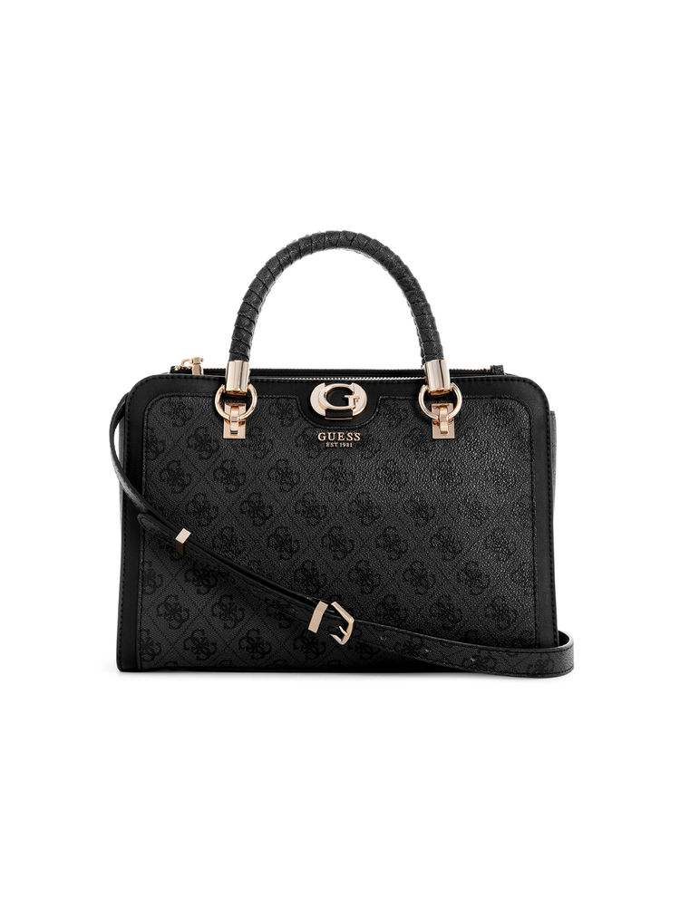 guess fashion Guess Grey Logo Printed Orlina Logo Society Satchel Bag-picture-16