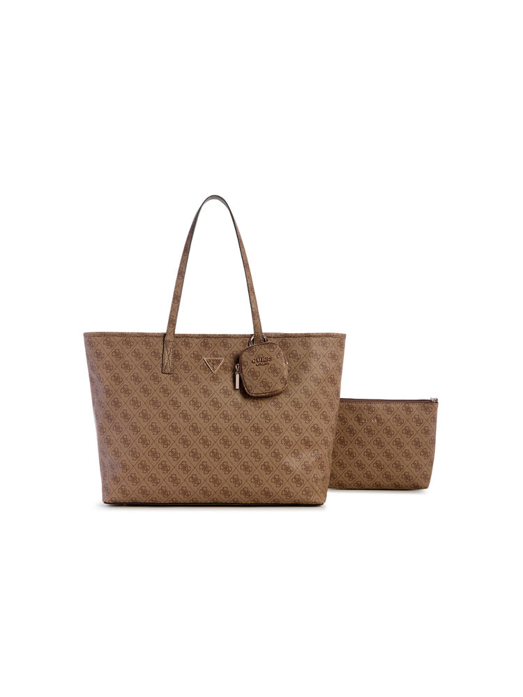Guess Latte Logo Brown Printed Power Play Tech Tote Bag With Pouch (Set of 2)-image-39