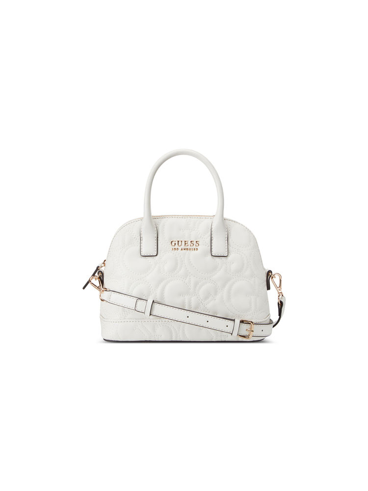 guess fashion Guess Off White Quilted Berkton Dome Satchel Bag-picture-26