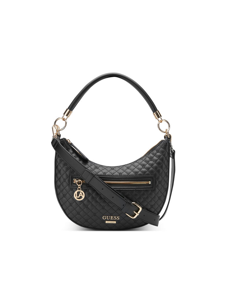 Guess Black Quilted Monica Mini Hobo Bag-image-23