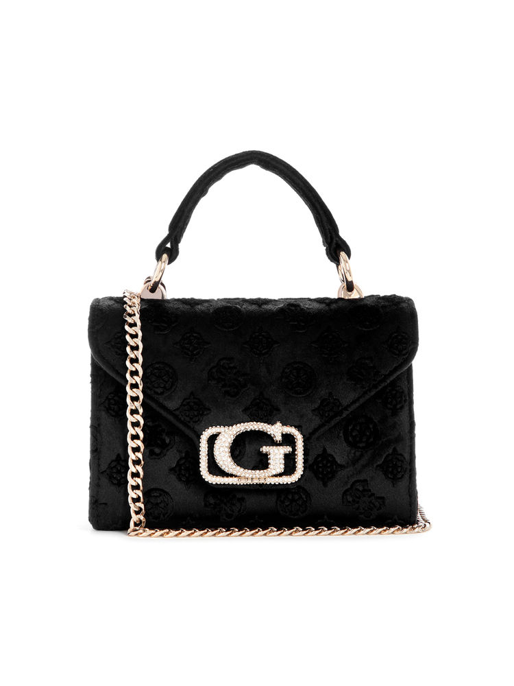 Guess Black Self Design Zalina Mini Top Handle Sling Bag-image-9