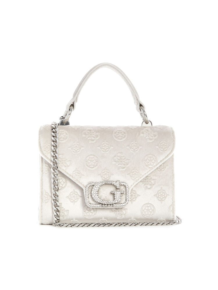 Guess Off White Self Design Zalina Mini Top Handle Sling Bag-image-39