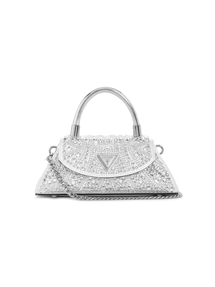 Guess Silver Embellished Beauvoir Top Handle Sling Bag-image-47