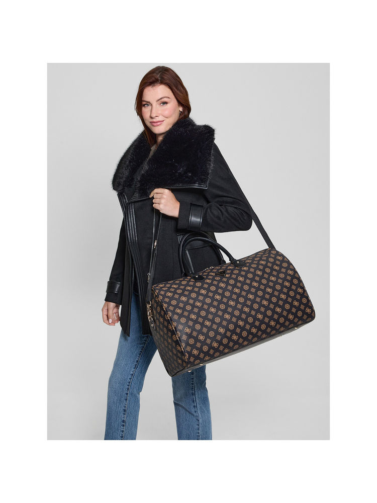 Guess Black Logo Printed Wilder Weekender Duffle Bag