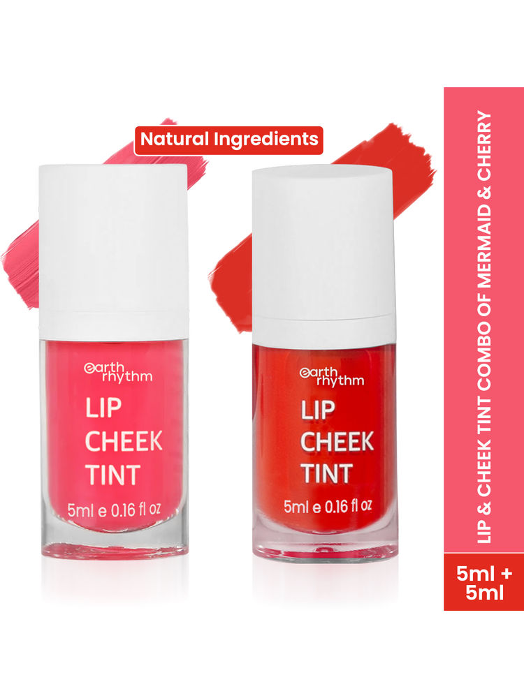 Earth Rhythm Lip & Cheek Tint Combo of Mermaid & Cherry, Non-toxic Pigments, Long-stay