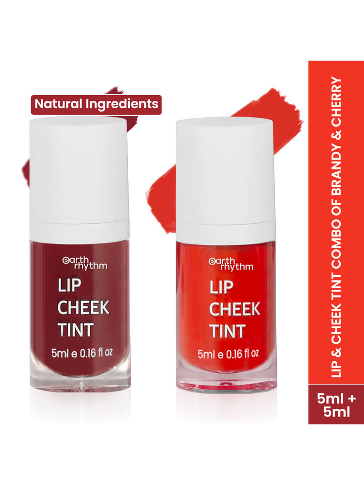 Earth Rhythm Lip & Cheek Tint Combo of Brandy & Cherry, Non-toxic Pigments, Long-stay