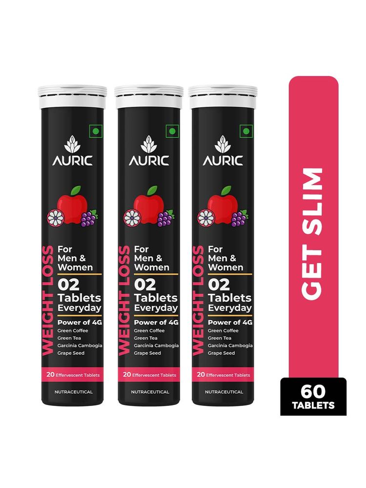 Auric Get Slim Effervescent- Power of Green Coffee, Green Tea, Grape Seed & Garcinia Cambogia, 3 Tubes-image-29