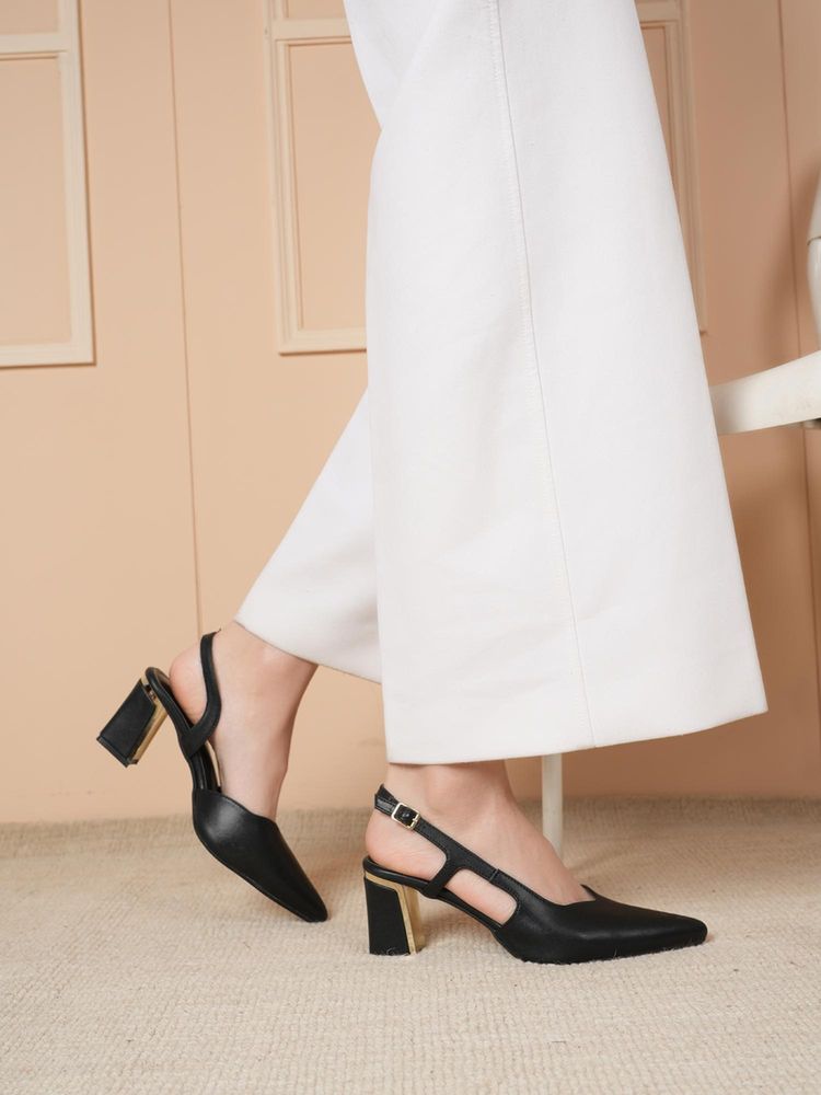 MOZAFIA Women Black Block Heels-image-35