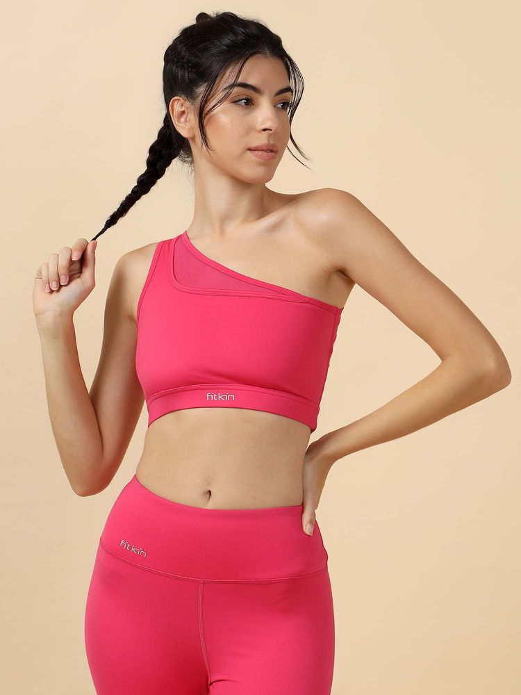 Fitkin Women's Pink Solid Activewear Sports Bra-picture-38
