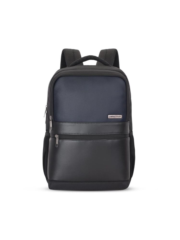 Lavie Sport Pioneer 24L Laptop Backpack with Trolley Sleeve For Men & Women (Black/Navy) (One Size)-image-2