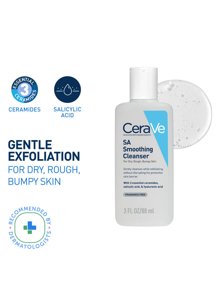CeraVe SA Smoothing Cleanser For Dry, Rough & Bumpy Skin, Face Wash With Salicylic Acid & Ceramides