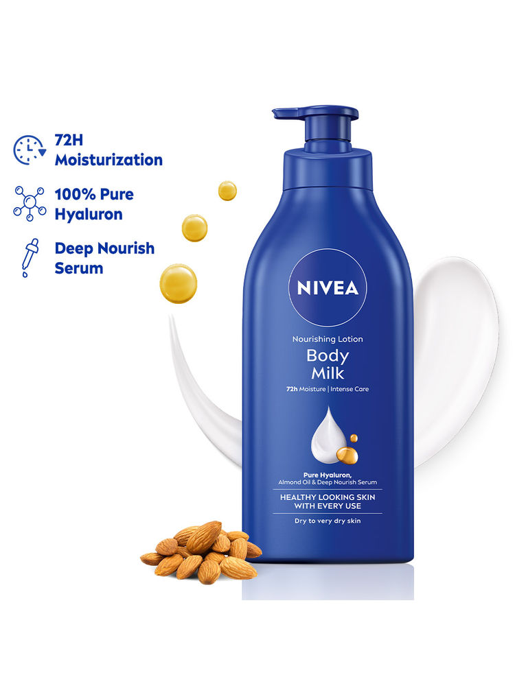 NIVEA Deep Moisture Serum Vit E Body Lotion 72H Intense Moisturization Almond Oil Dry Very Dry Skin