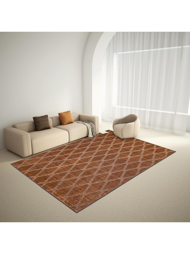 Welspun Brown Wonderful Polyester Machine Tufted Geometric Bedside Runner-image-16