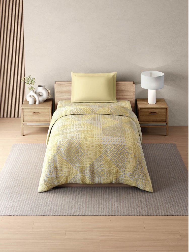 SPACES Yellow Zera Hygro Cotton Percale Geometric Quilt (Single)-image-14