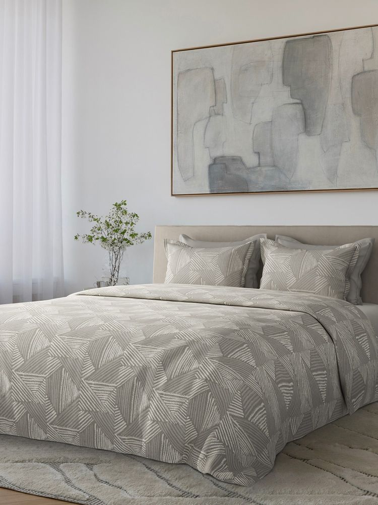 SANSAAR A D'DECOR BRAND LIVE CONSCIOUSLY Gatsby Silver Grey Bedsheet with 2 Pillow Covers (King)-picture-42