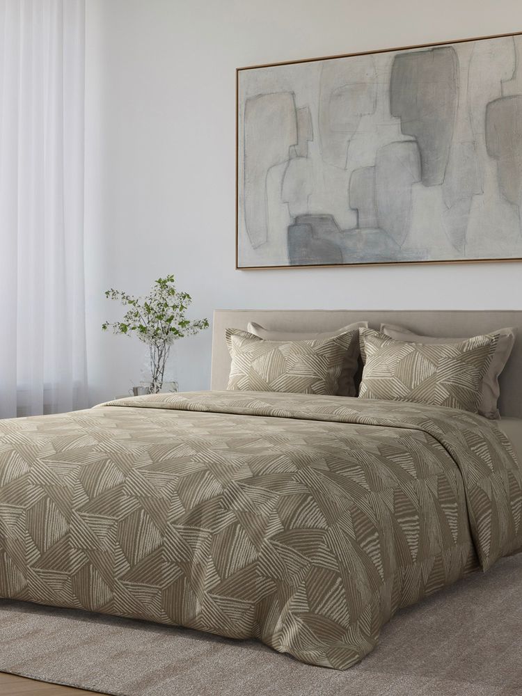SANSAAR A D'DECOR BRAND LIVE CONSCIOUSLY Gatsby Woodsmoke Brown Bedsheet & 2 Pillow Covers (King)-image-3