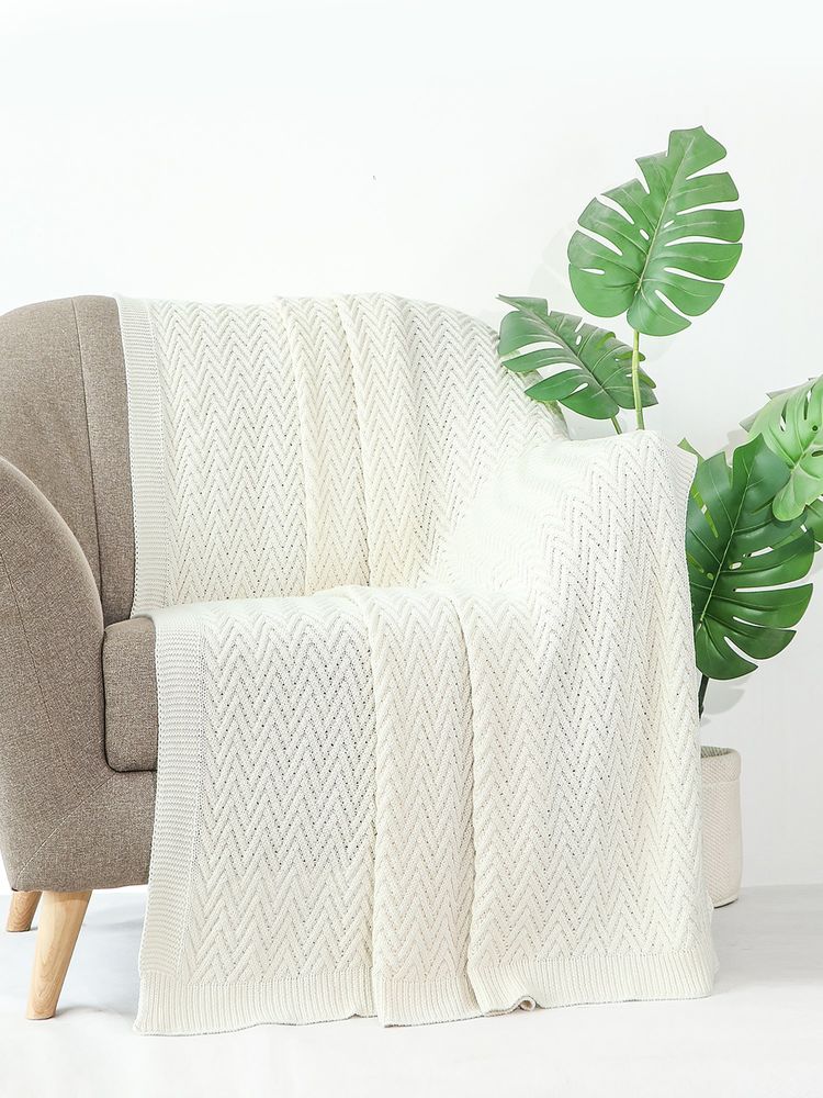 PLUCHI Elsa Ivory Cotton Knitted Throw-image-30