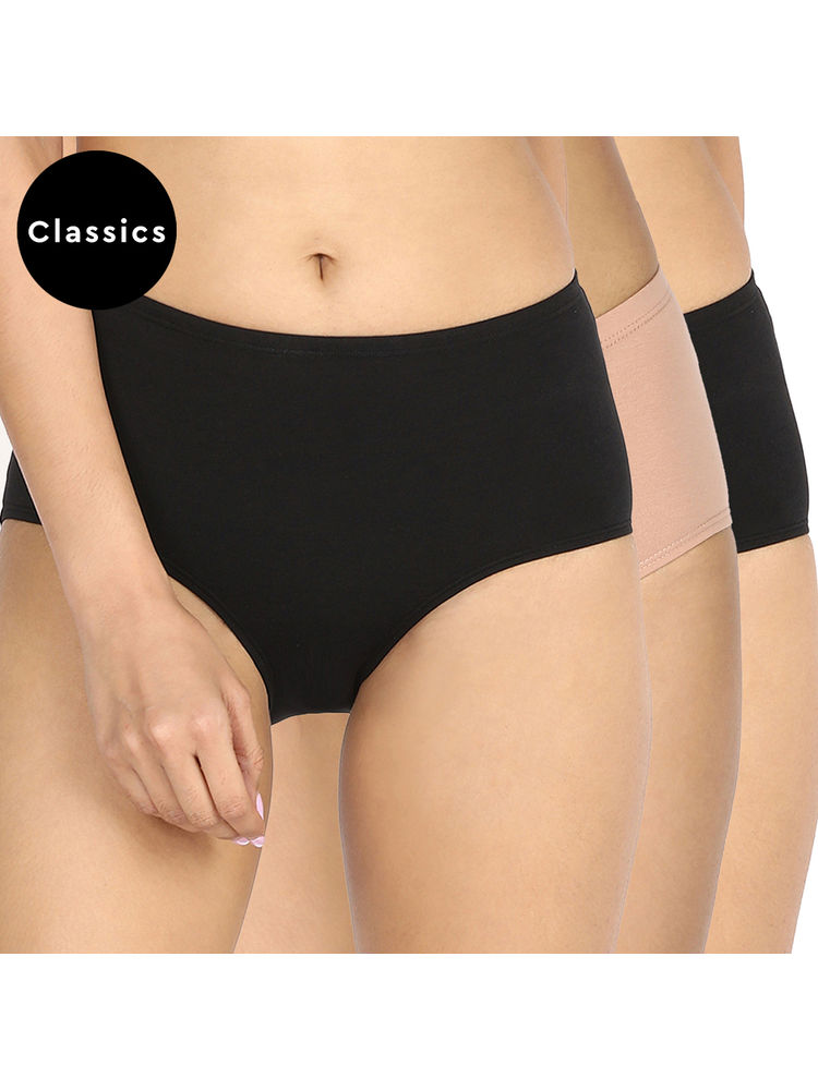 Nykd by Nykaa PO3 High Rise Full Brief Cotton Stretch Full Coverage Panty MultiColor-NYP104