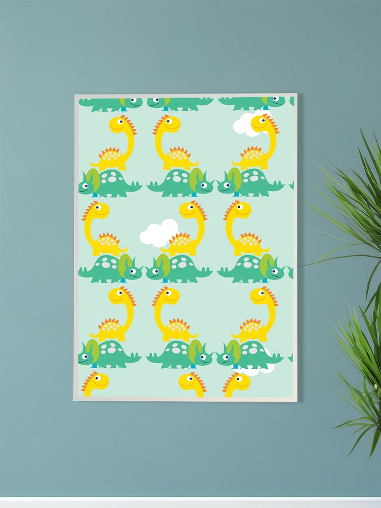 Nestroots Playful Cartoon Dinosaur Canvas Art Canvas Wall Painting-picture-29