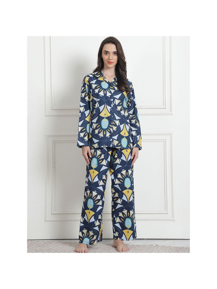 Secret Wish Printed Blue Cotton Night Suit (Set of 2)-picture-16