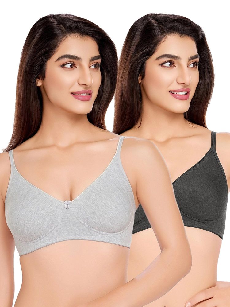 Juliet Womens Cotton Non-Padded Wire Free T-Shirt Bras (Pack of 2)-picture-23