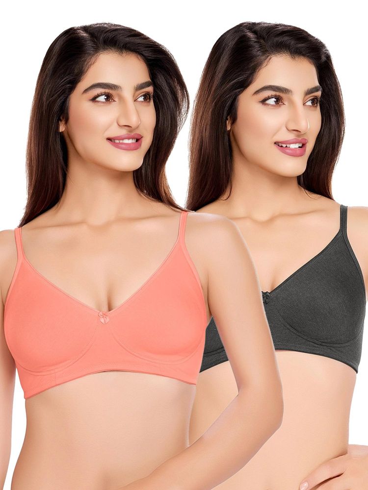 Juliet Womens Cotton Non-Padded Wire Free T-Shirt Bras (Pack of 2)-picture-27