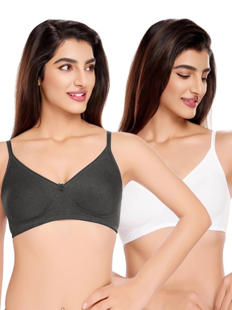 Juliet Womens Cotton Non-Padded Wire Free T-Shirt Bras (Pack of 2)-picture-19