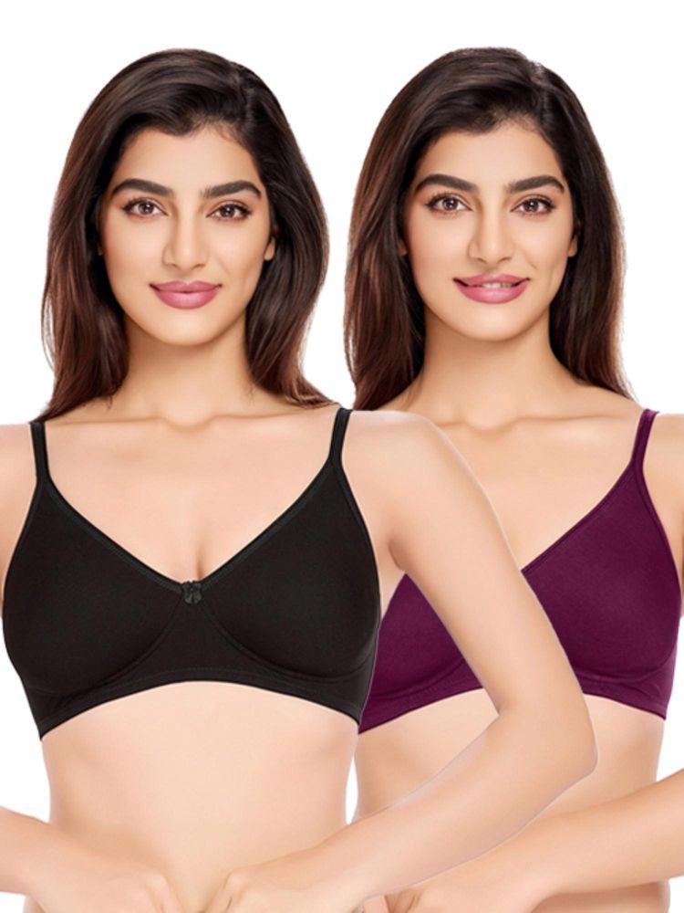 Juliet Womens Cotton Non-Padded Wire Free T-Shirt Bras (Pack of 2)-picture-22