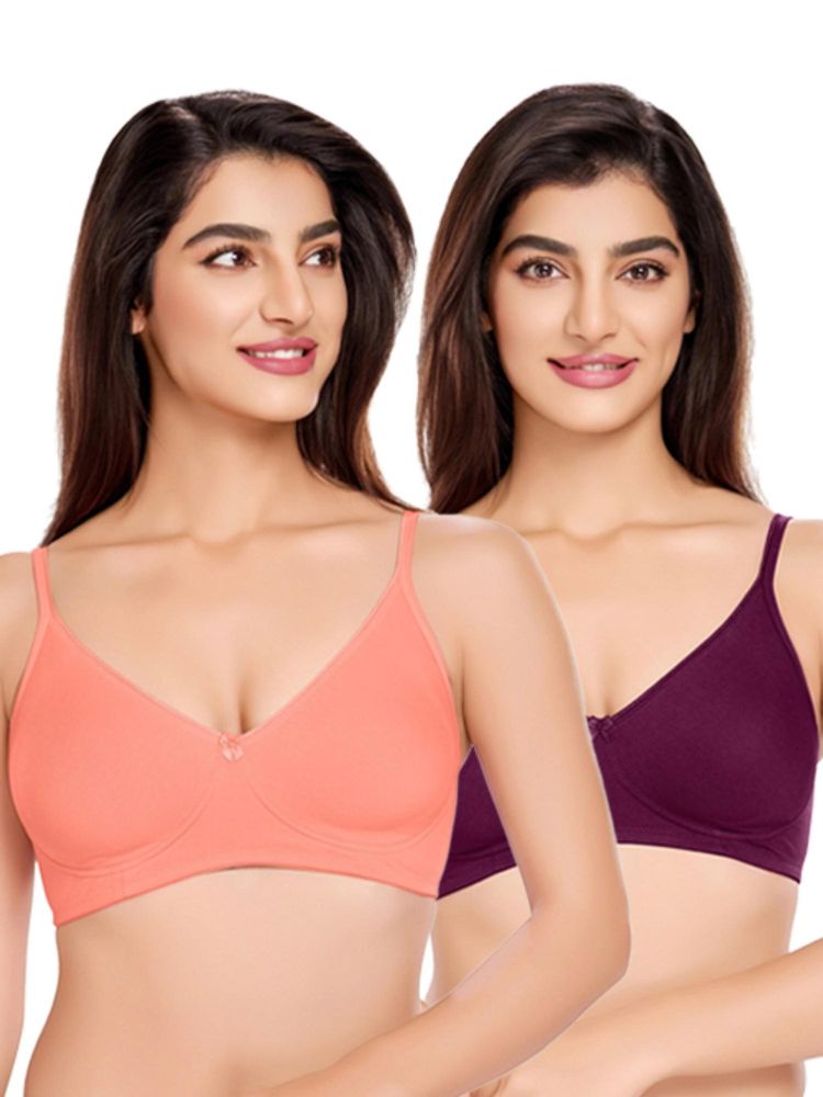 Juliet Womens Cotton Non-Padded Wire Free T-Shirt Bras (Pack of 2)-picture-17