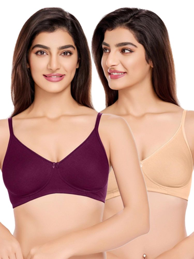 Juliet Womens Cotton Non-Padded Wire Free T-Shirt Bras (Pack of 2)-picture-24