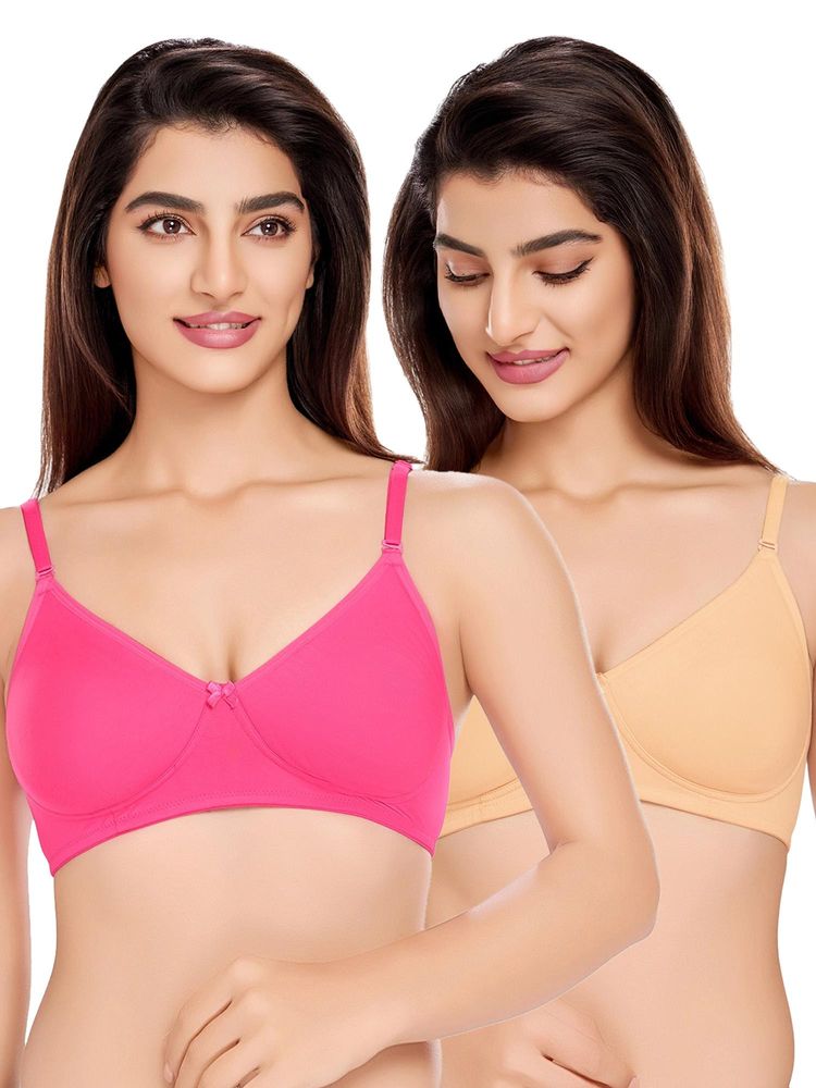 Juliet Womens Cotton Basic Plain Soft Padded T-Shirt Bras (Pack of 2)-picture-22