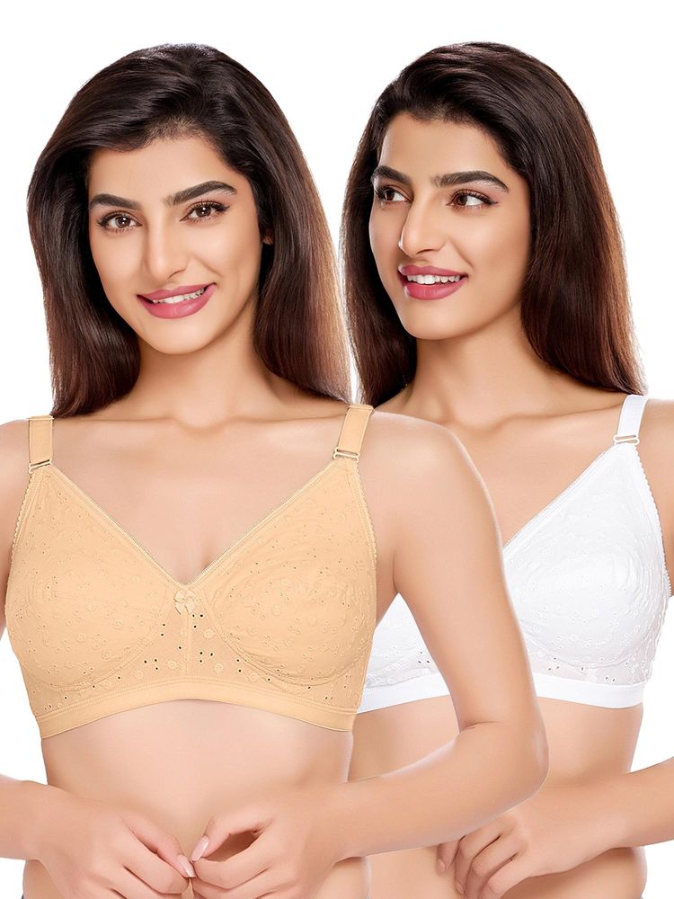 Juliet Womens Non Padded Everyday Breathable Comforts T-Shirt Bras (Pack of 2)-picture-21