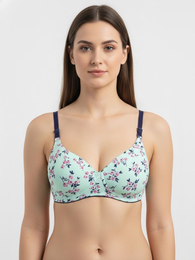 Groversons Paris Beauty Womens Mint Full Coverage Wire-Free Lightly Padded Lycra Printed Bra-picture-27