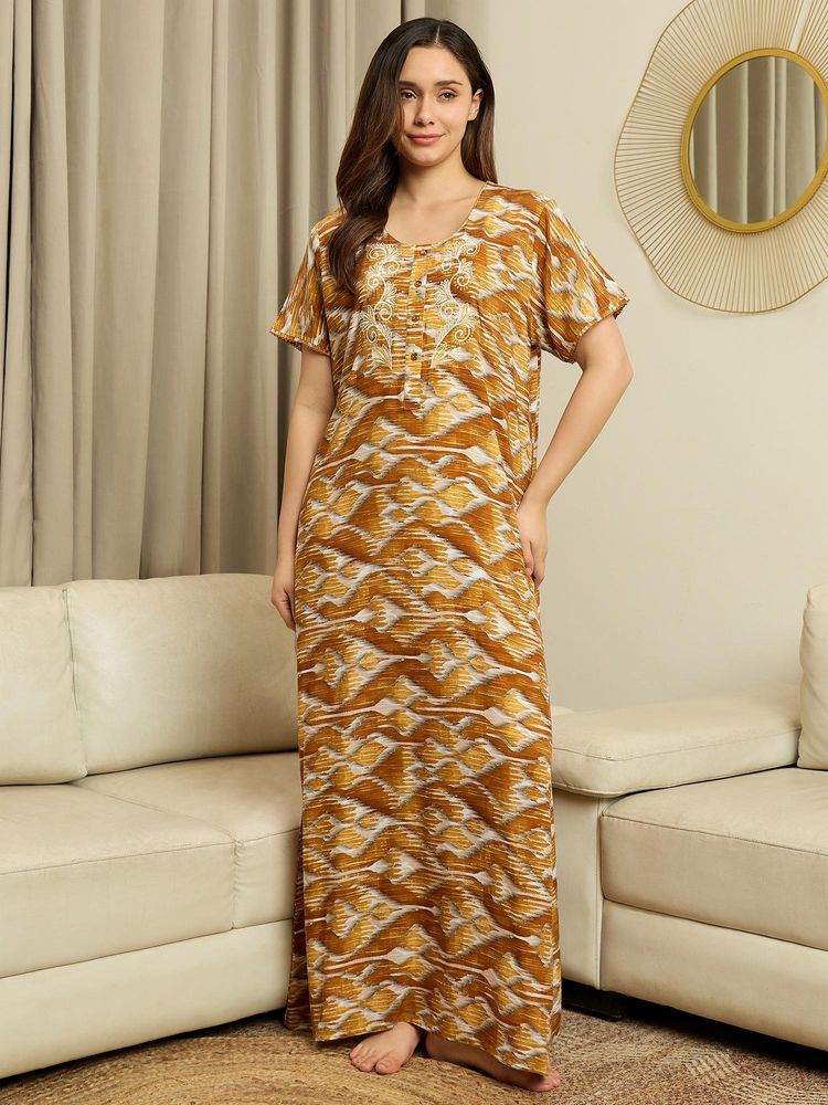 July Nightwear Womens Modal Yellow Long Nighty-image-29