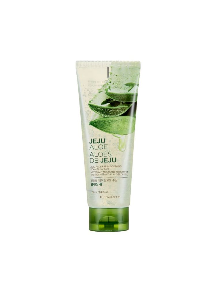 The Face Shop Jeju Aloe Fresh Soothing Foam Cleanser, Gel To Foam Hydrating & Cooling Face Wash-image-39