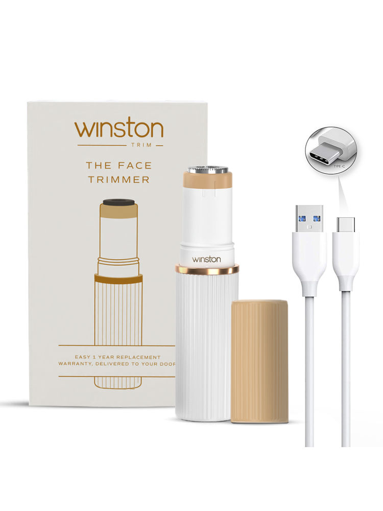 Winston Rechargeable Face Trimmer Quick, Gentle, Painless & Safe For Women Facial Hair Gold & White-image-22