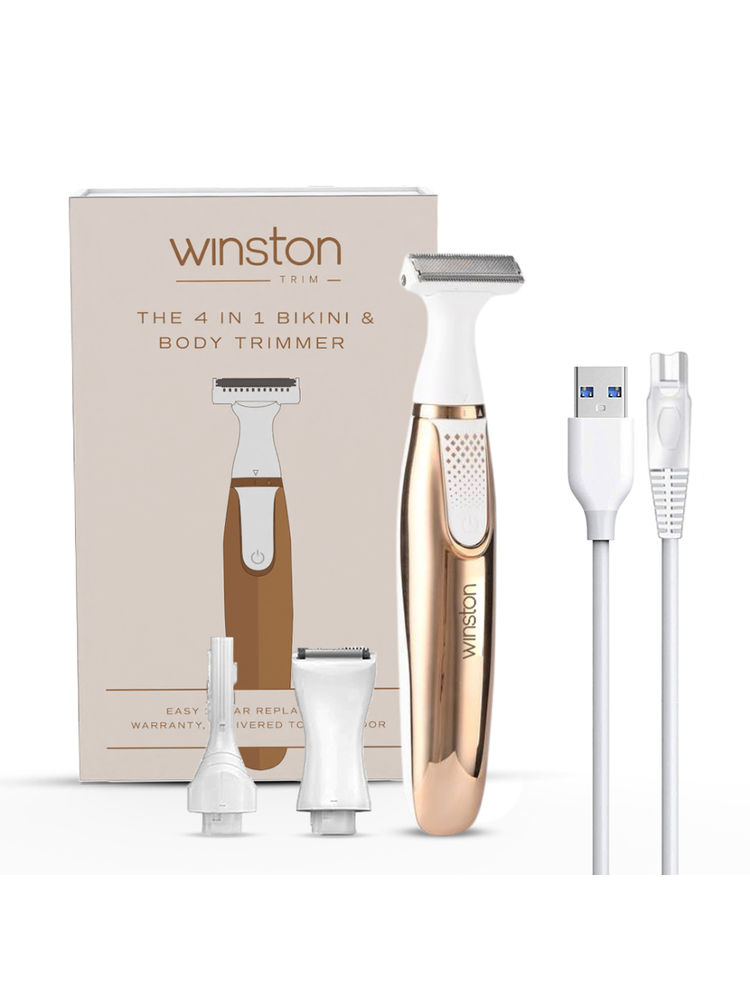 Winston Rechargeable 4-in-1 Full Body and Bikini Trimmer with 4 Heads and Safety Lock Feature