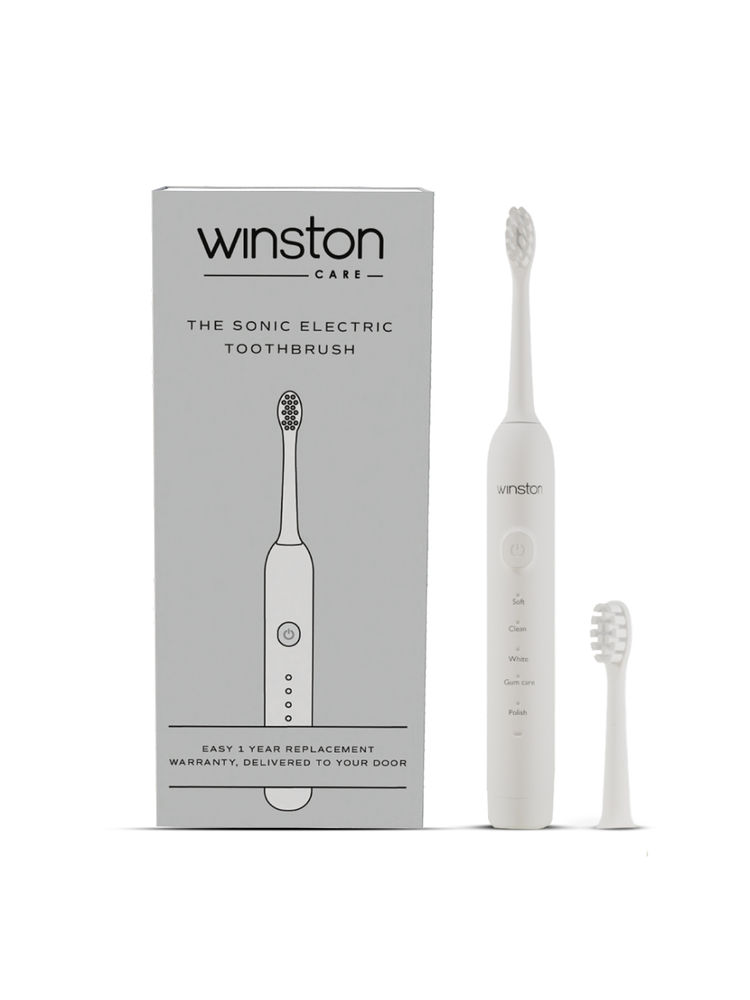 Winston Sonic Electric Toothbrush with Soft Charcoal Bristles with 2 Cleaning Modes (White)-image-40