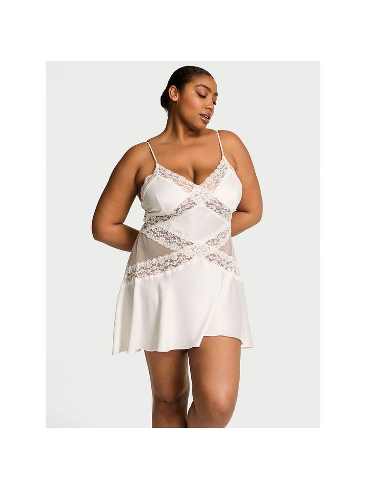 victoria's secret intimates Victoria's Secret White Solid Regular Nightdress-picture-11