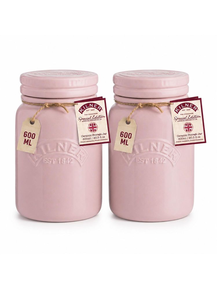 Kilner 600ml Pink Ceramic Storage Jar Set of 2 with Airtight Push Lid-picture-18