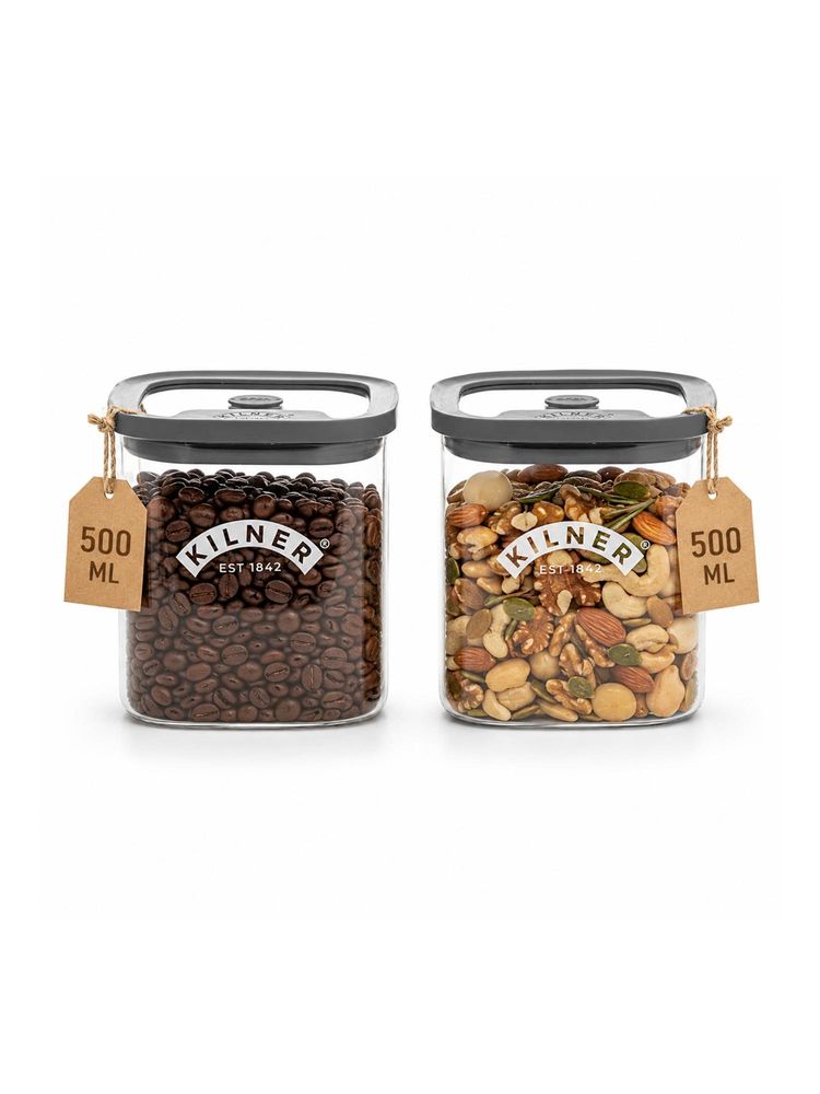 Kilner 500ml Vacuum Glass Jar Set of 2 Airtight Food Storage for Coffee, Herbs and Spices-picture-12