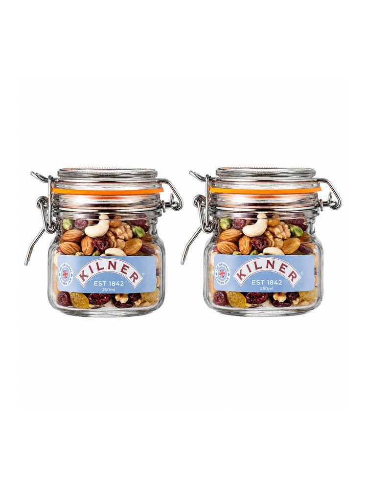 Kilner 250ml Square Clip Top Glass Jar Set of 2 Airtight Storage for Spices and Honey image