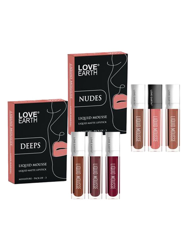 Love Earth Liquid Lipstick Combo - Deeps & Nudes Signature Set-picture-46