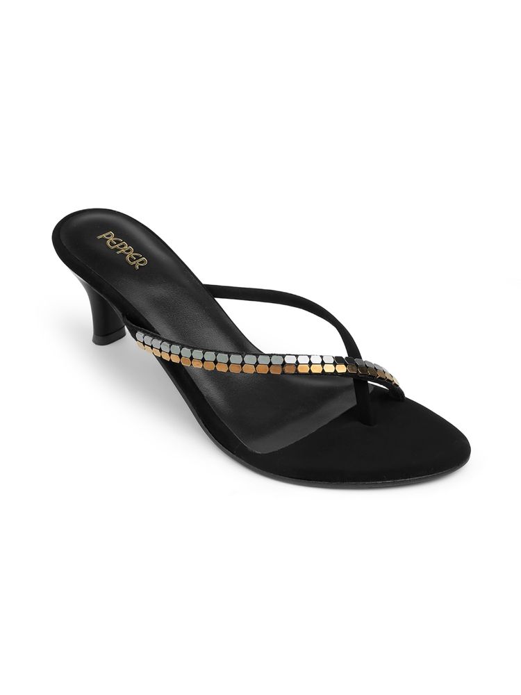 PEPPER Black Round Toe Kitten Heels-image-23