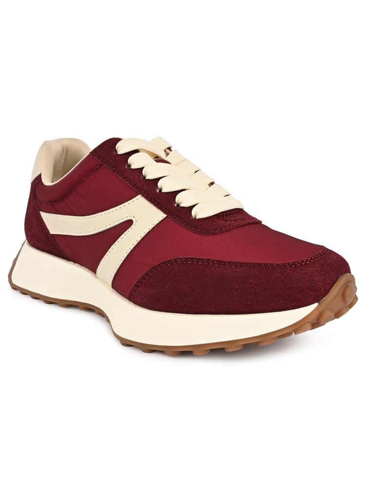 Call It Spring Maroon Round Toe Sneakers-image-4